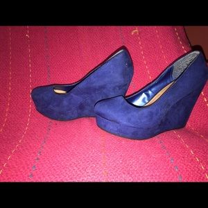 Blue suede heels